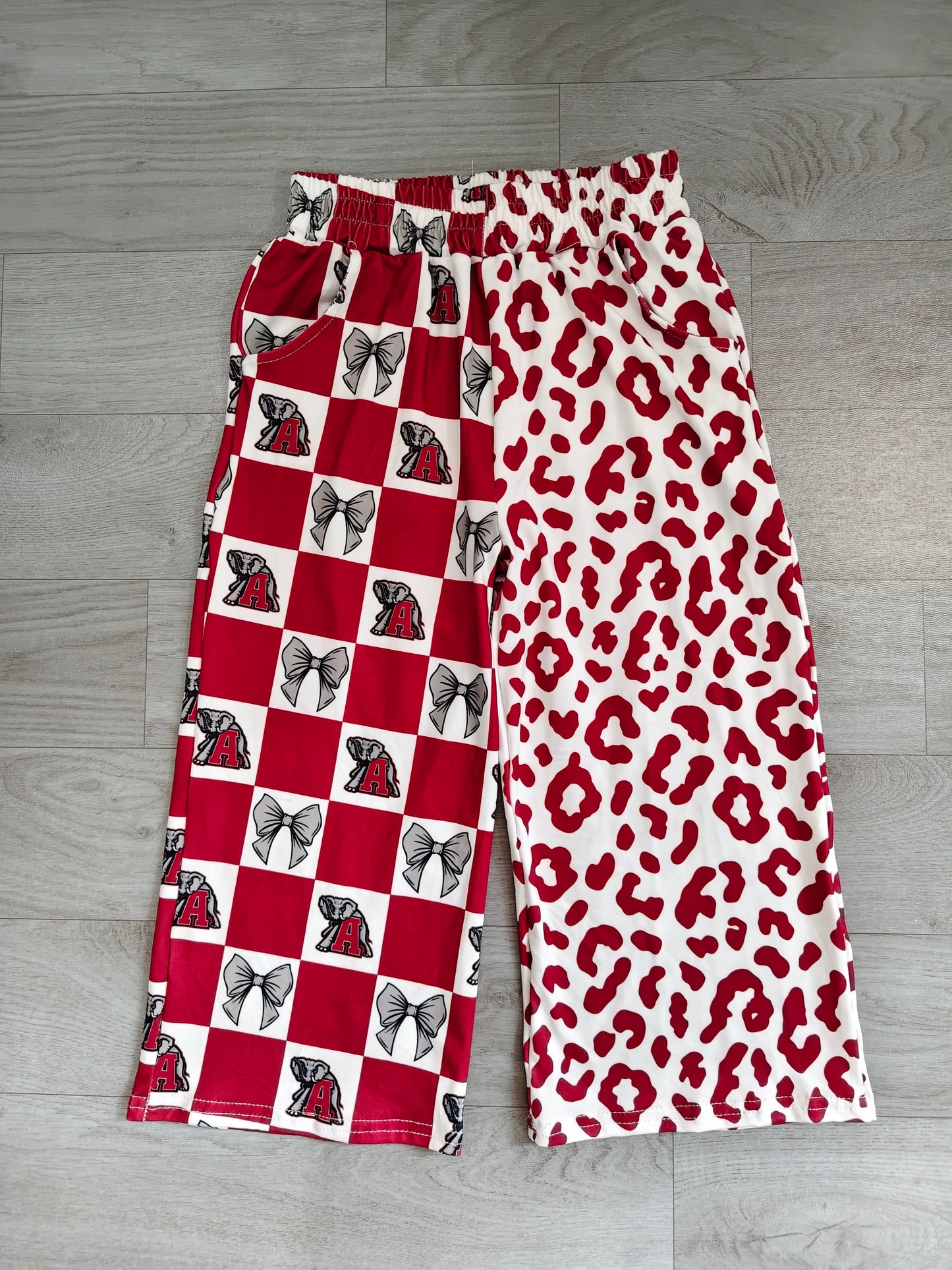 A elephant grey bow plaid leopard kids girls team pants