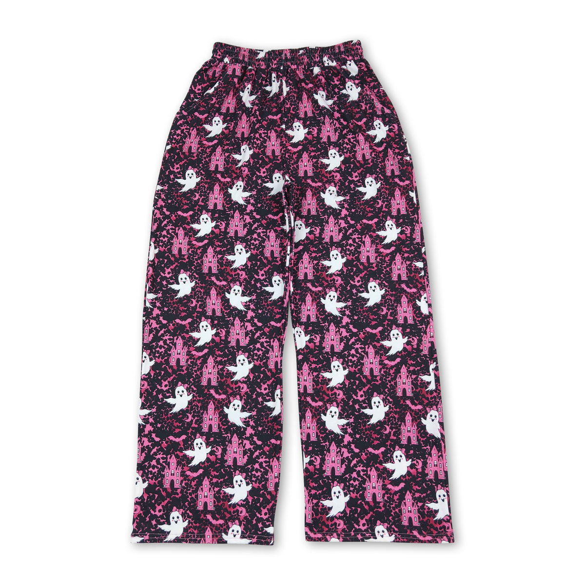 Leopard pink ghost bat adult women Halloween pants