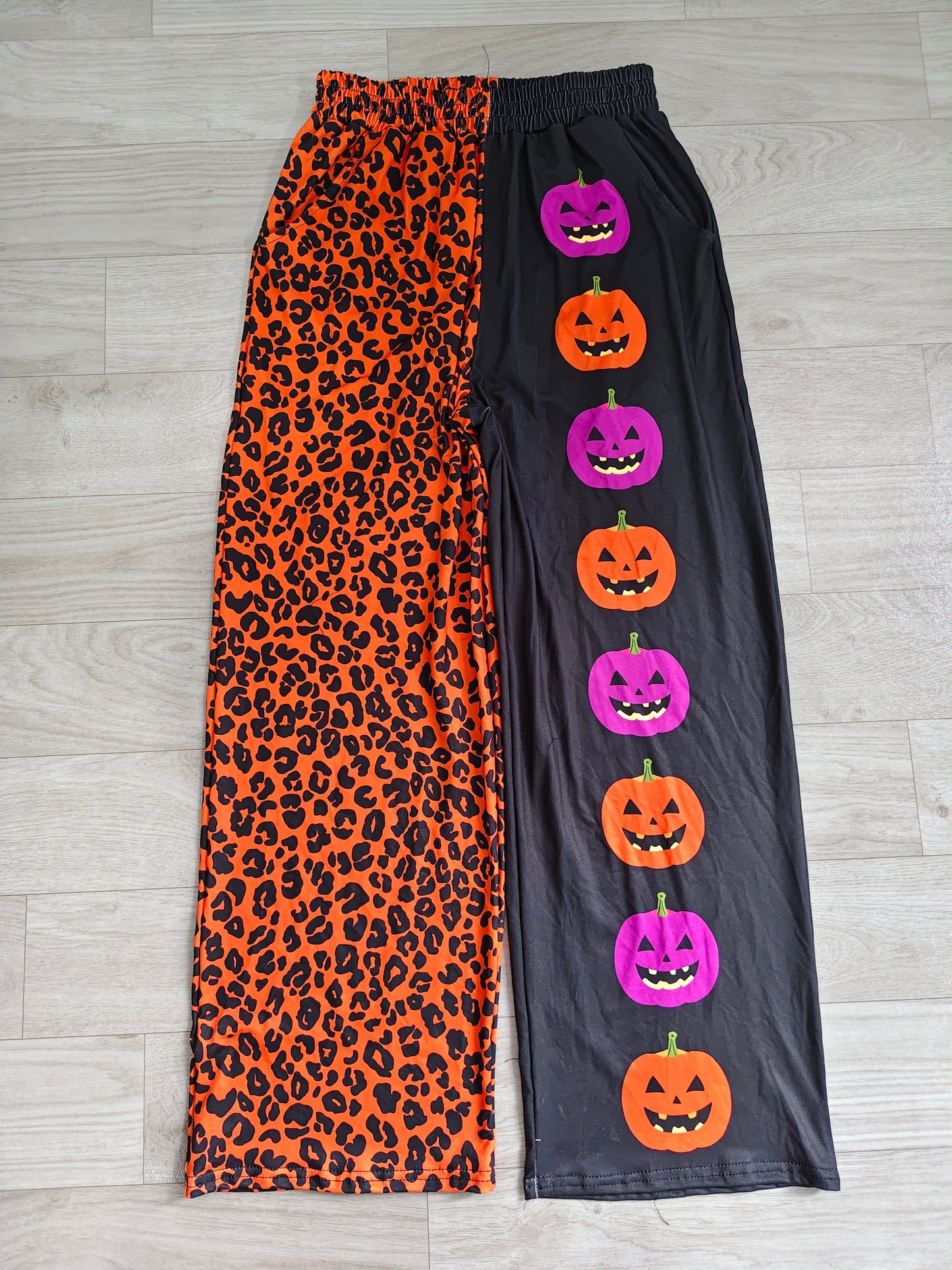 Leopard pumpkin adult women Halloween pants