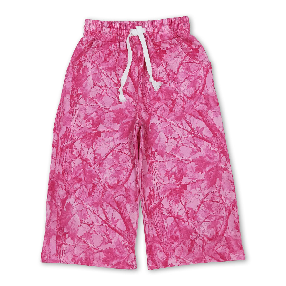 Pink leaves camo kids girls fall pants