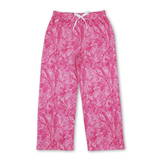 Pink leaves camo adult women fall pants