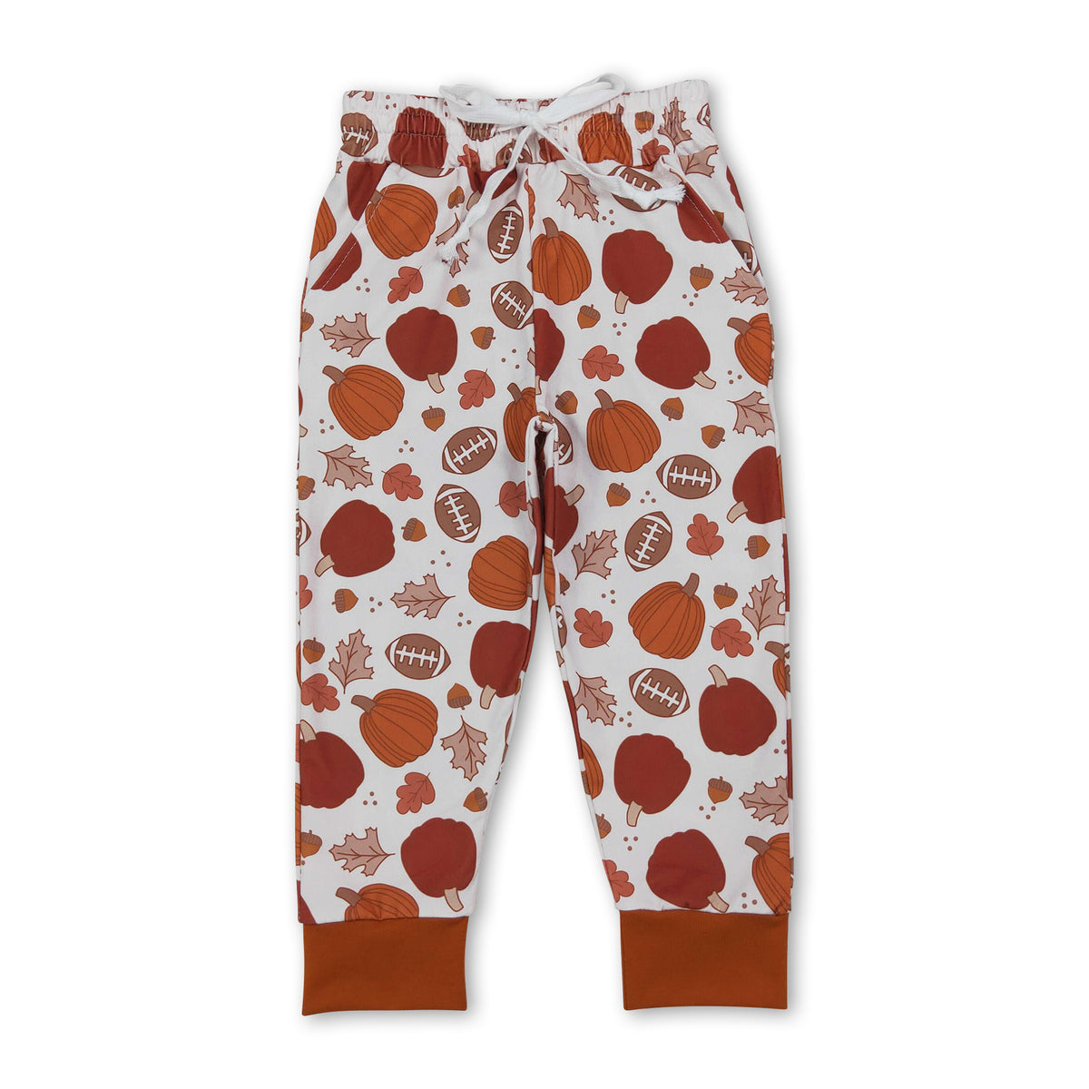 Brown pumpkin football kids boys fall pants