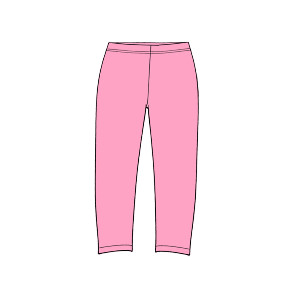 Pink solid color kids girls active leggings