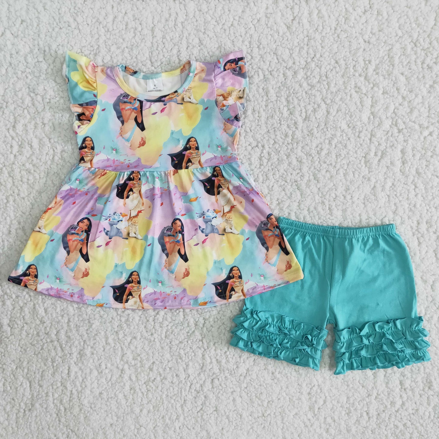 Flutter sleeve princess tunic shorts baby girl clothing