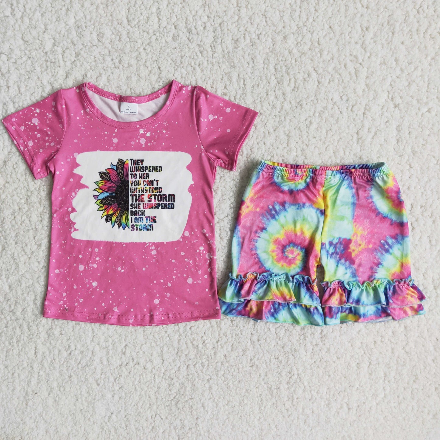 Sunflower tie dye girls summer clothing