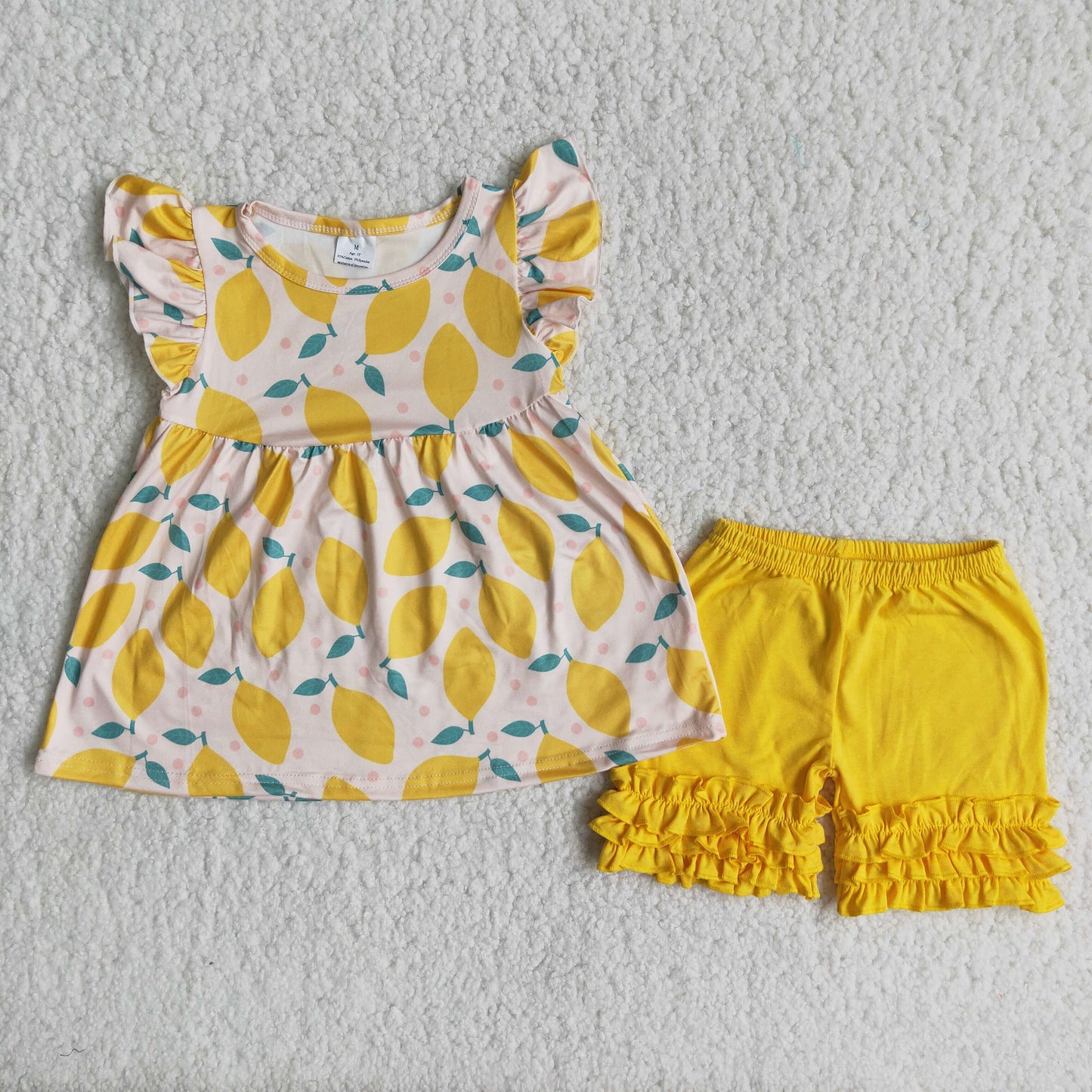 Lemon flutter sleeve girls summer clothing