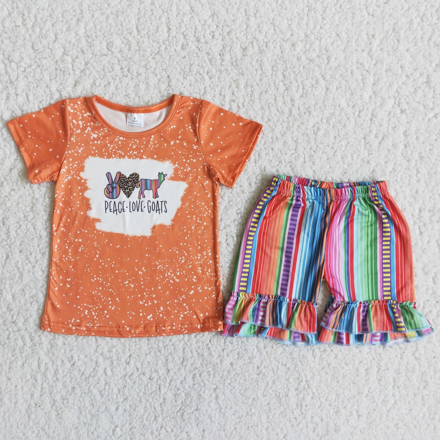 Peace love goats shirt serape shorts kids clothing girls