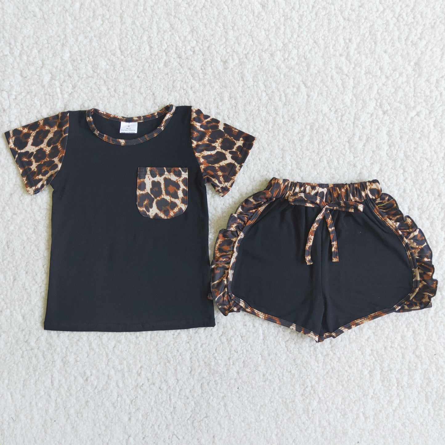 Black leopard pocket girls summer outfits