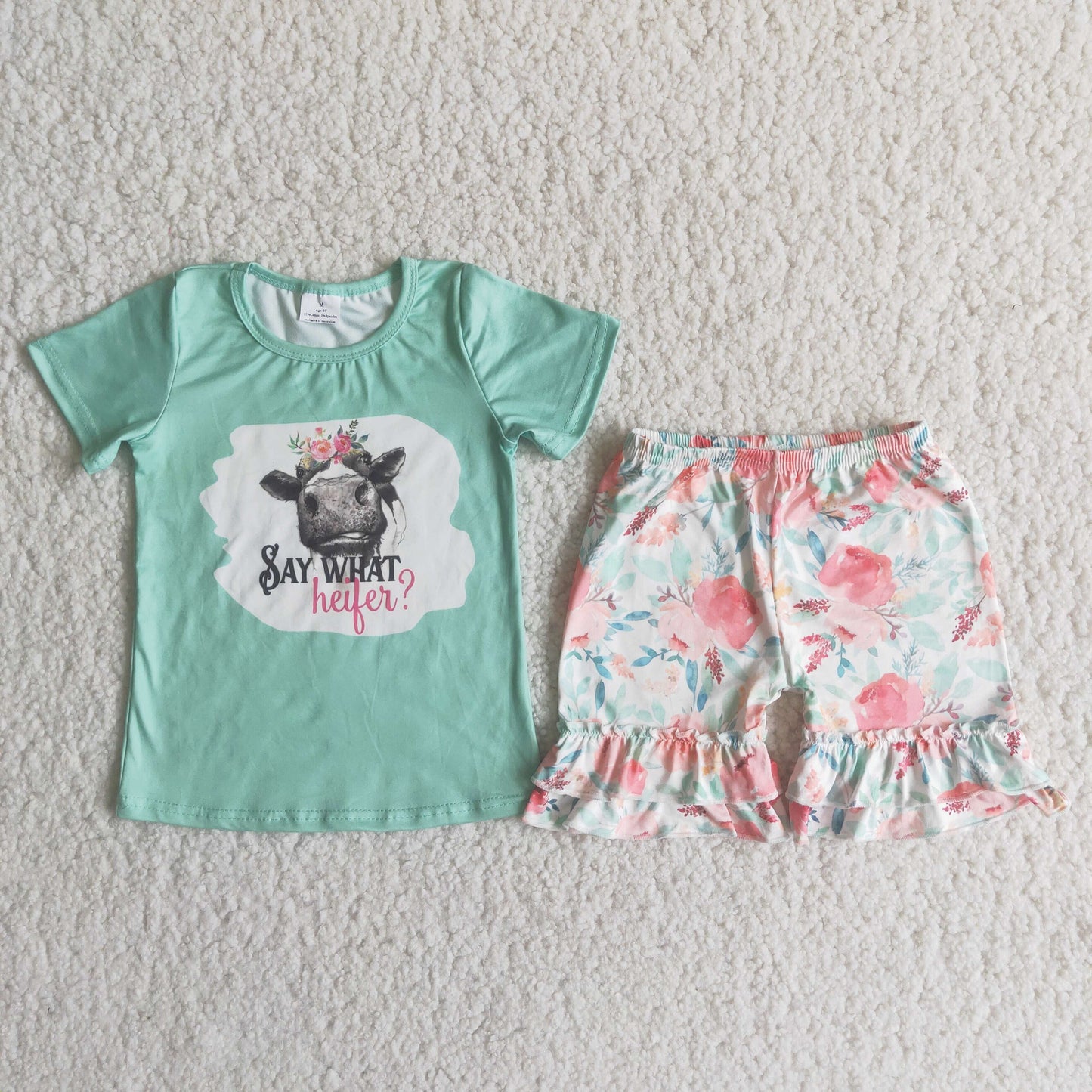 Say what heifer floral shorts girls summer outfits