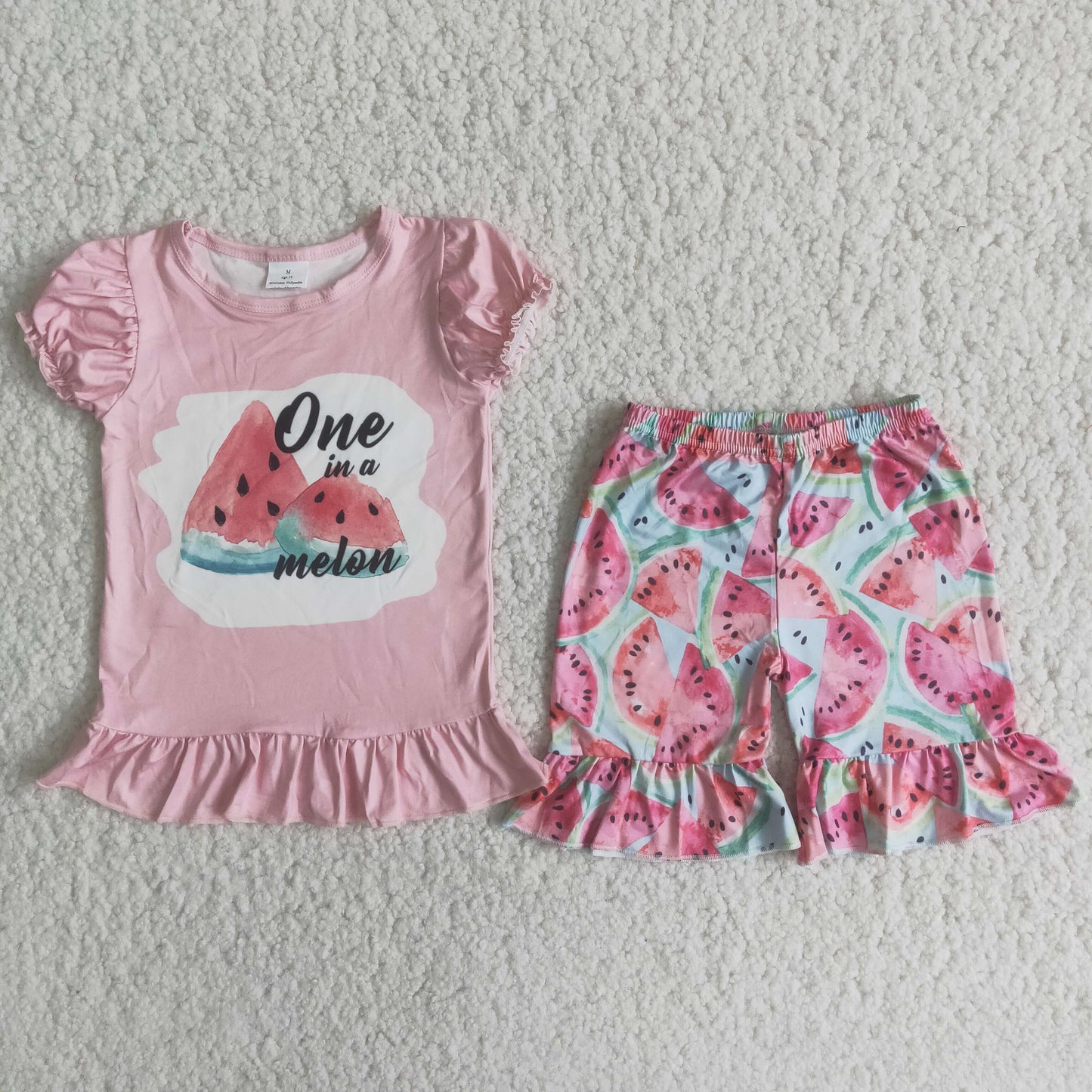 One in a melon shirt watermelon shorts girls summer clothing