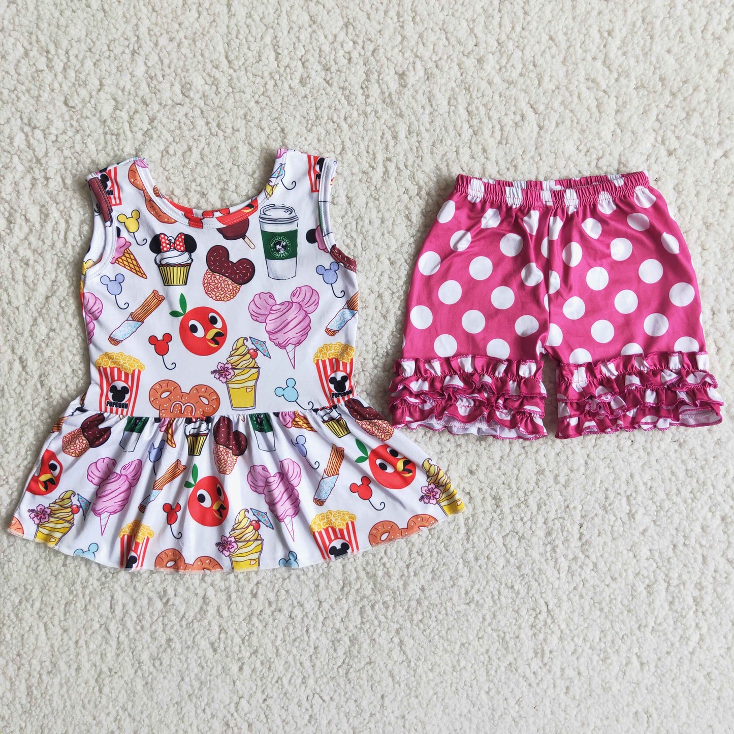 Sleeveless snacks peplum ruffle shorts girls summer outfits