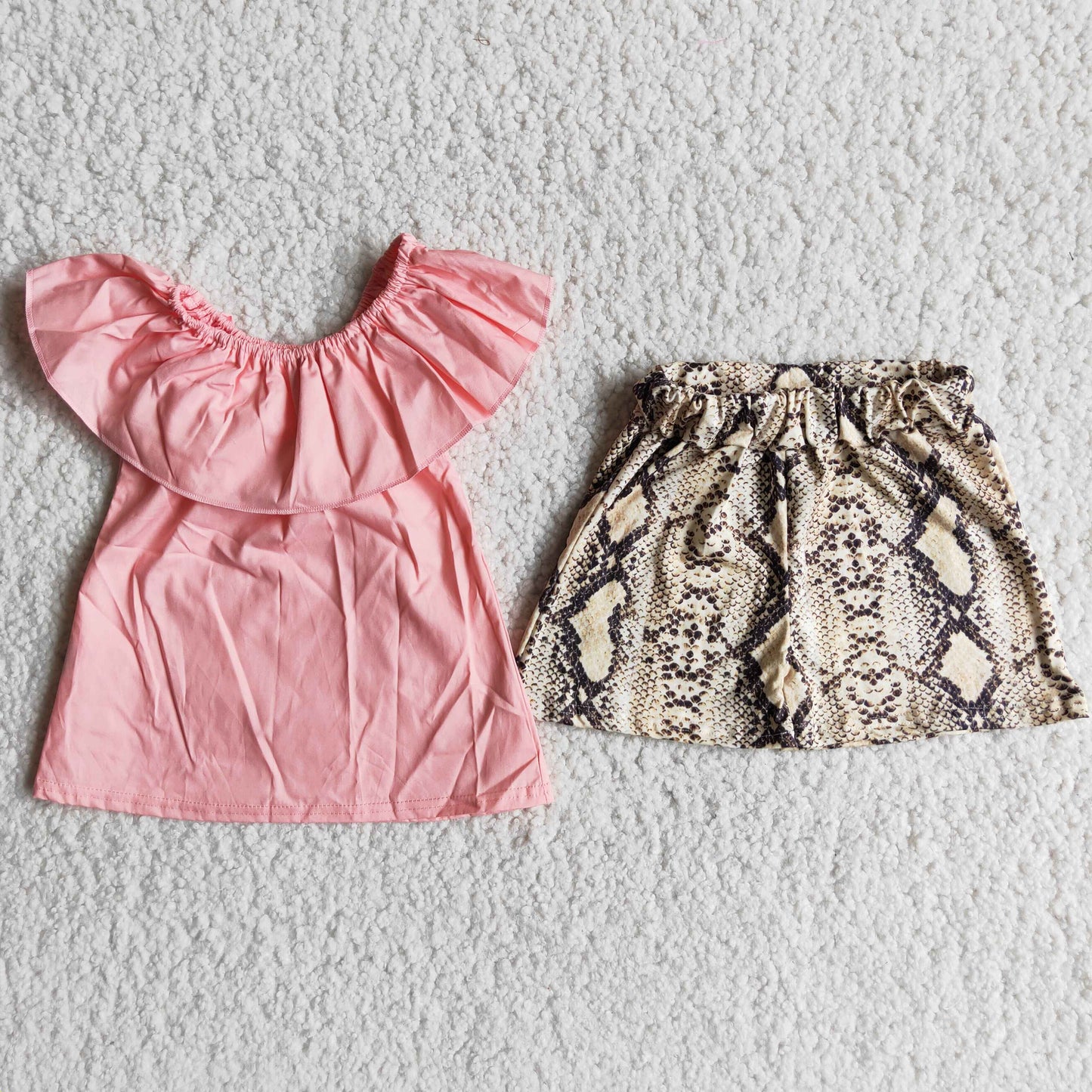 Woven top match snake print shorts summer clothing