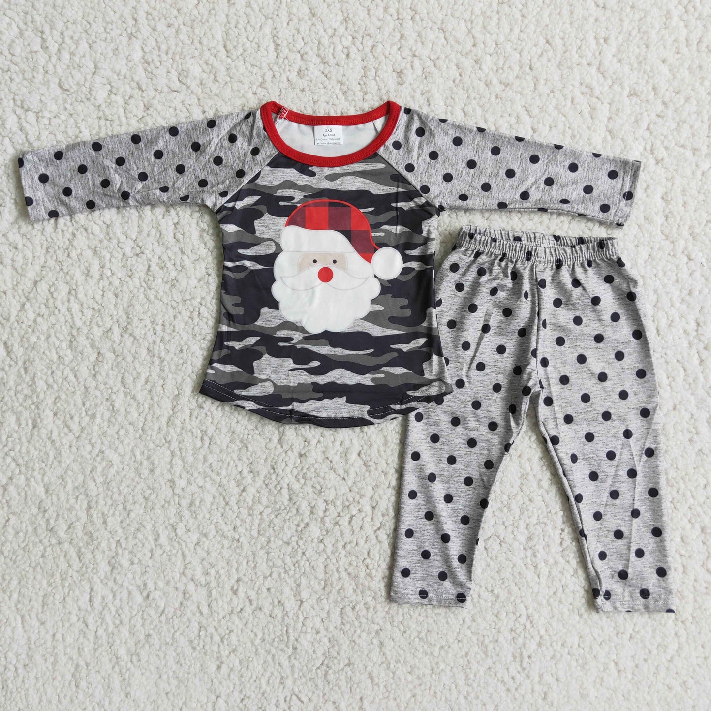 Santa print camo girls Christmas clothing