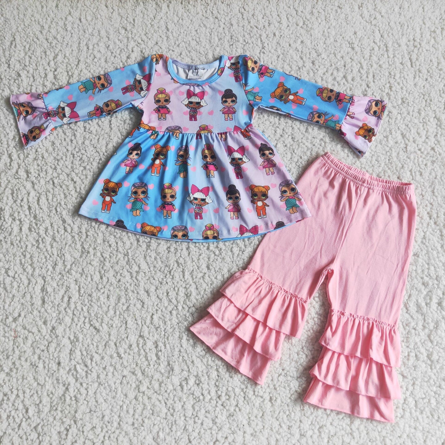 Cute dolls tunic match ruffle pants boutique girls clothing