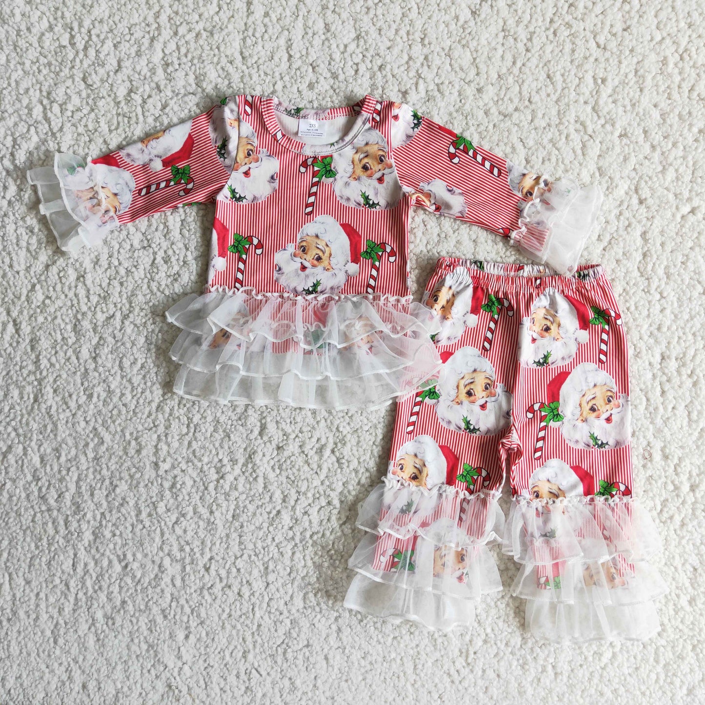 Santa tulle shirt match pants Christmas outfits