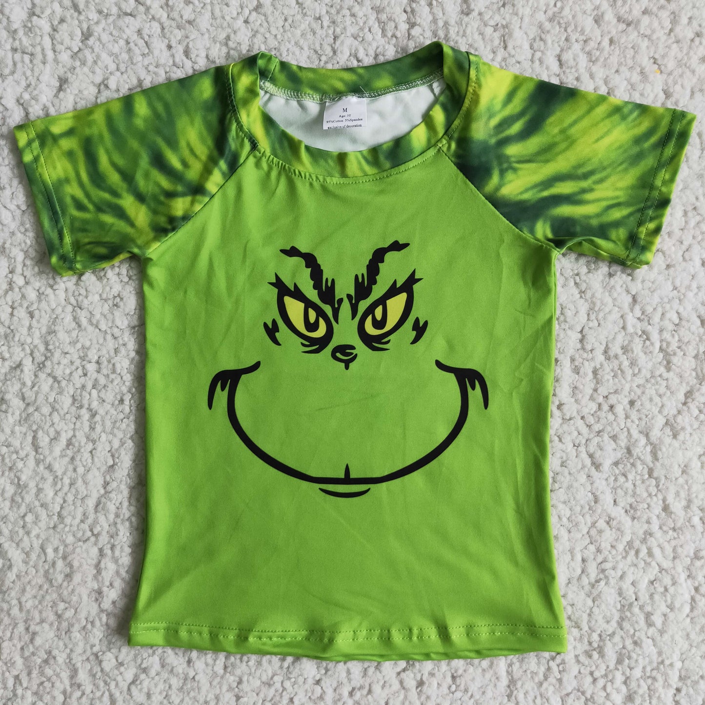 Green face short sleeve boy Christmas raglan