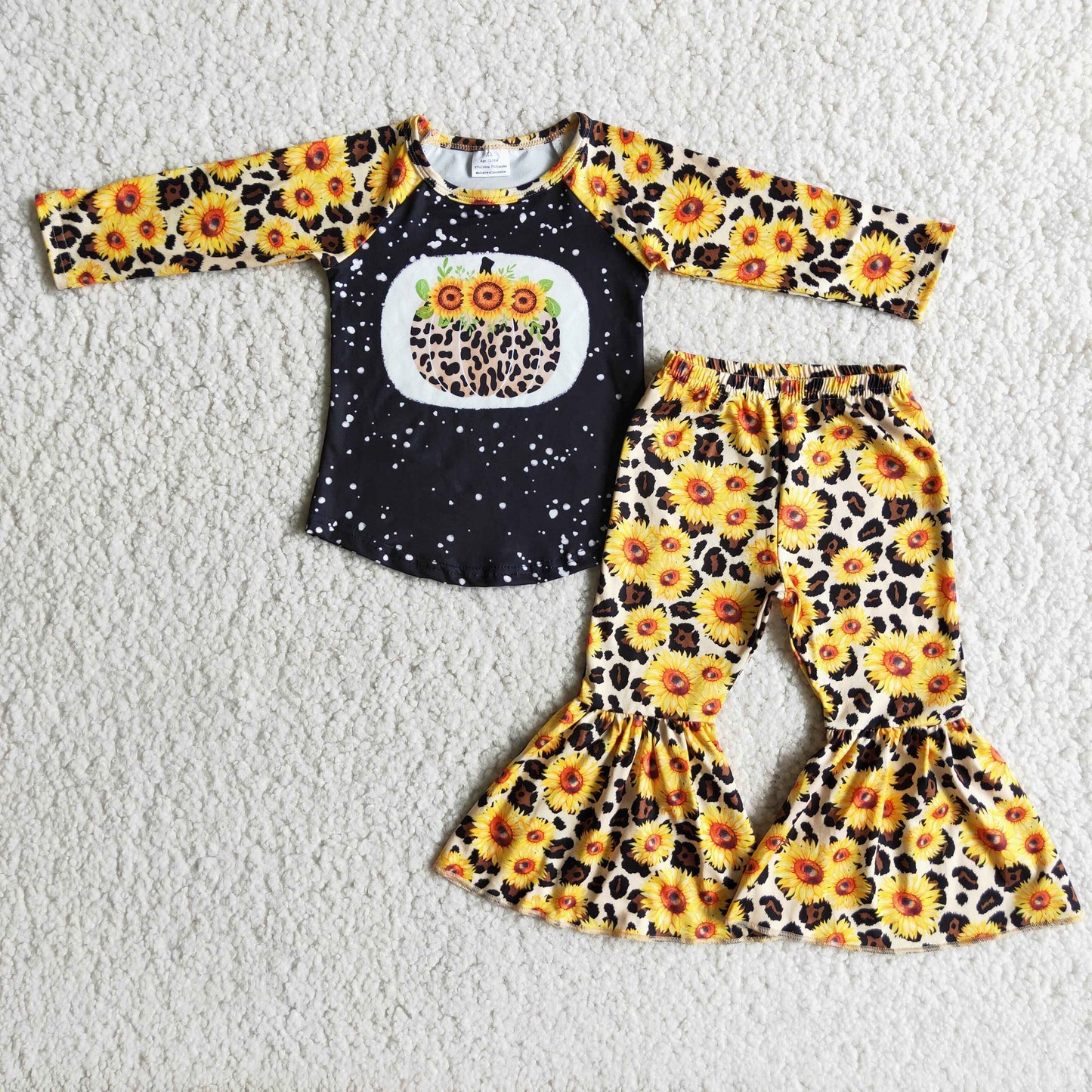 Sunflower leopard screen print girls fall clothing