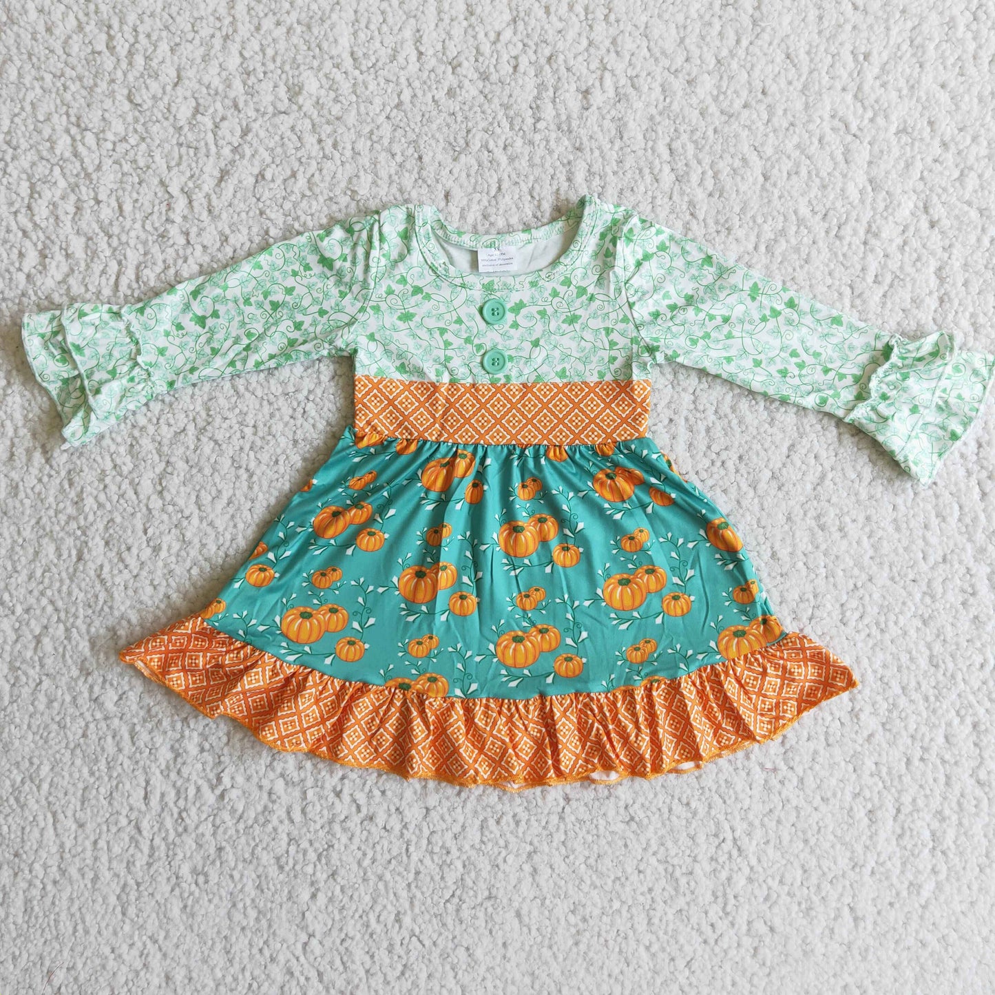 Girl Long Sleeve Pumpkin Dress