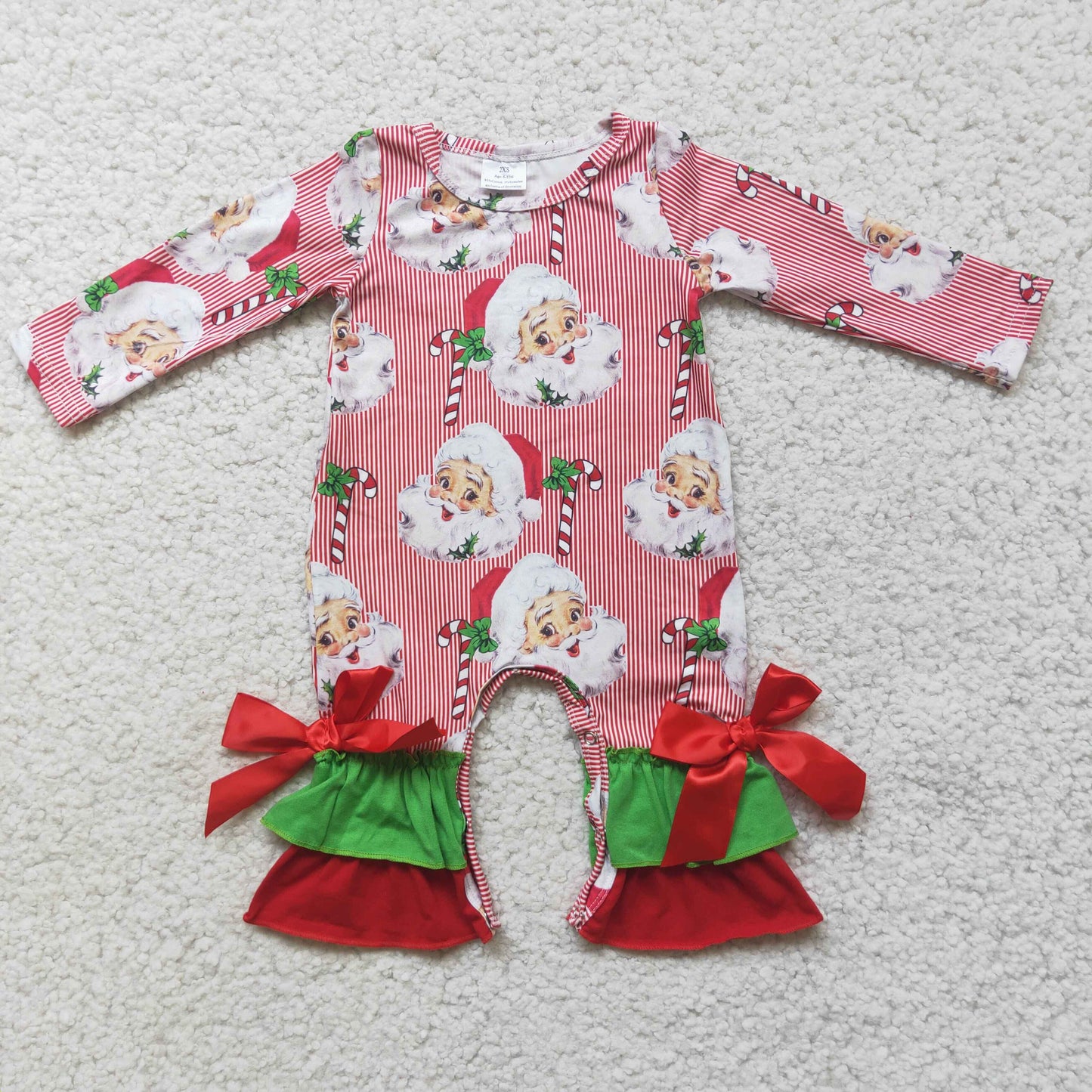 Santa print baby girls Christma romper