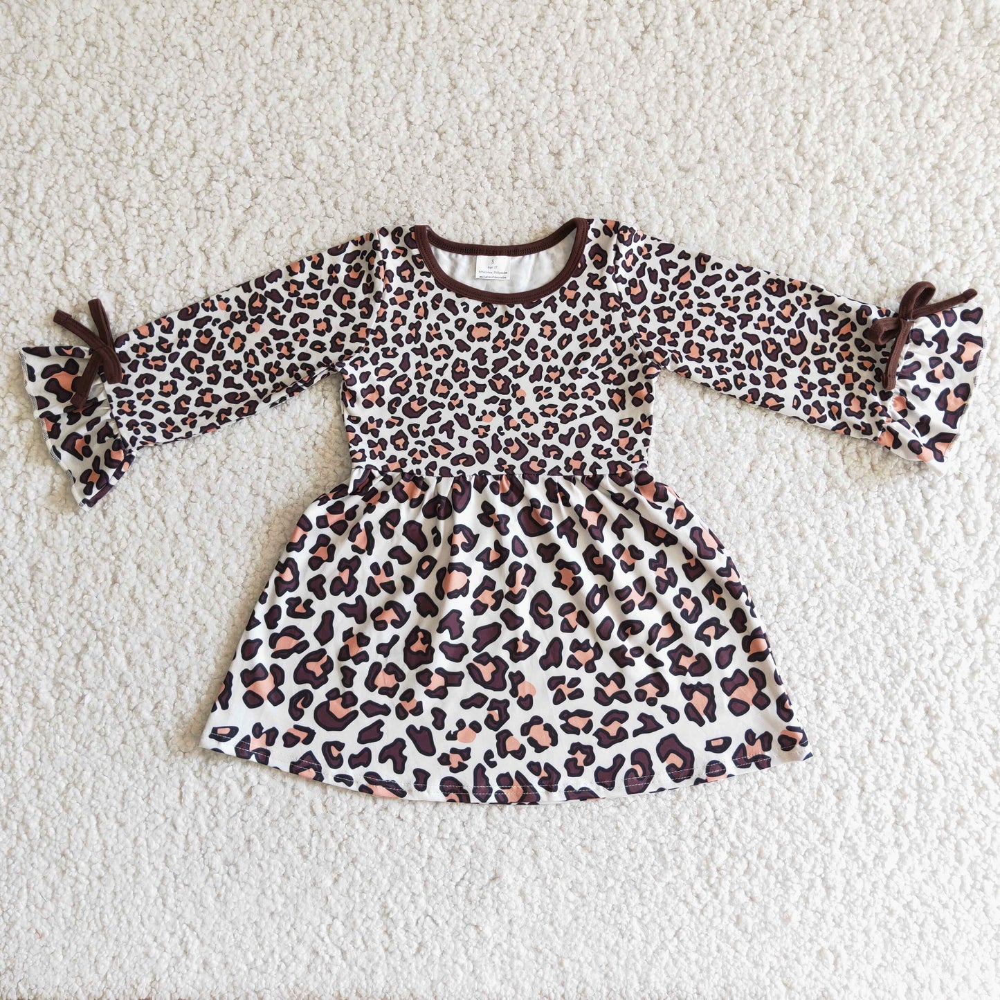 Long sleeve leopard girls dresses