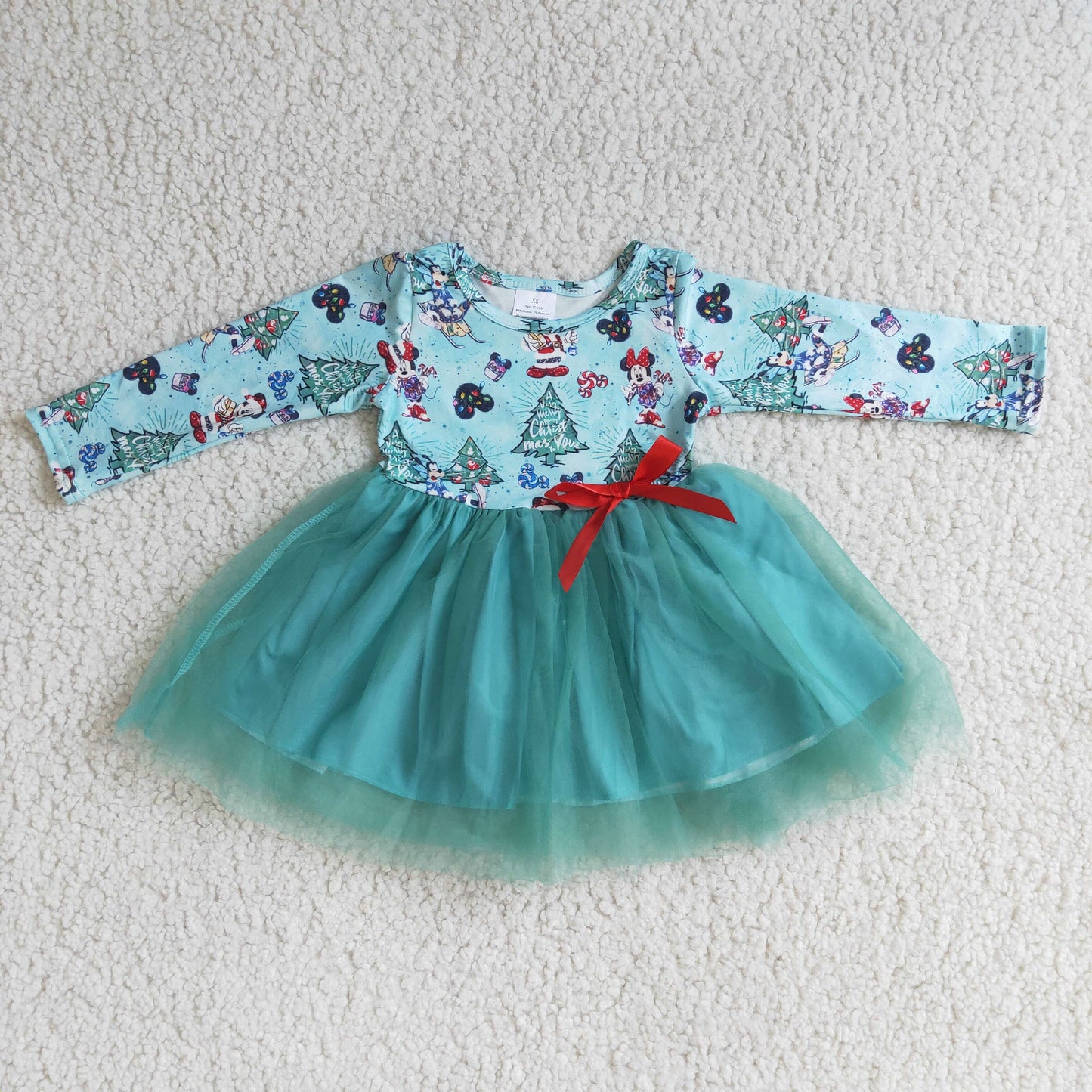 Christmas long sleeve tulle mouse girls dresses