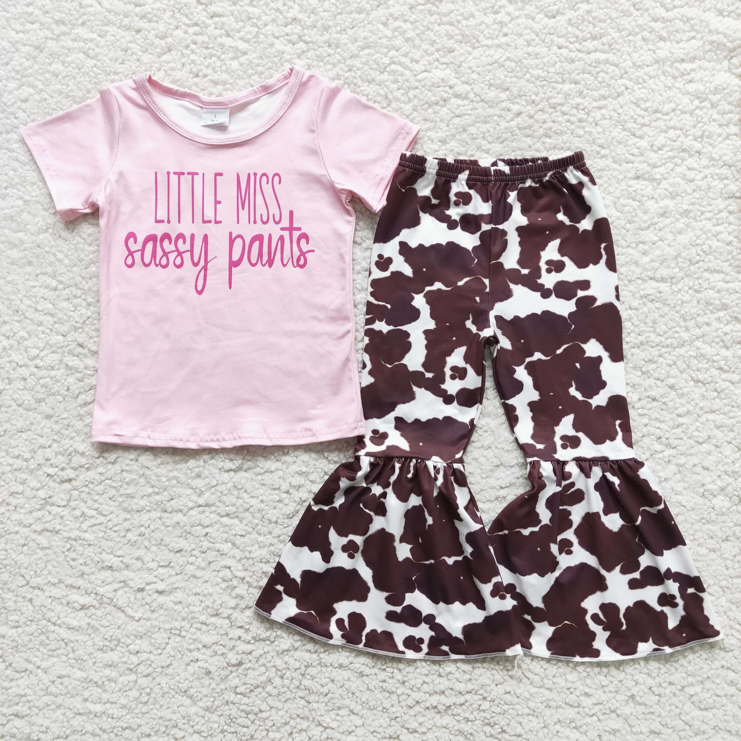 Little miss sassy pants pink shirt leopard pants girls clothing set