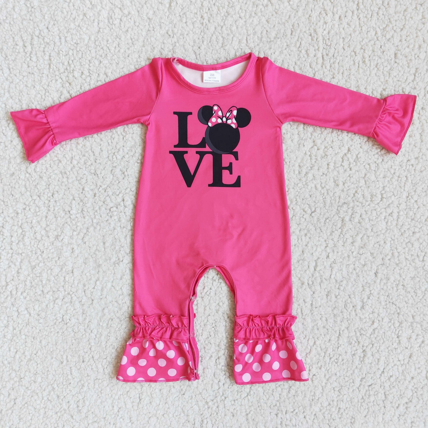 Love pink mouse baby girls valentine's day romper