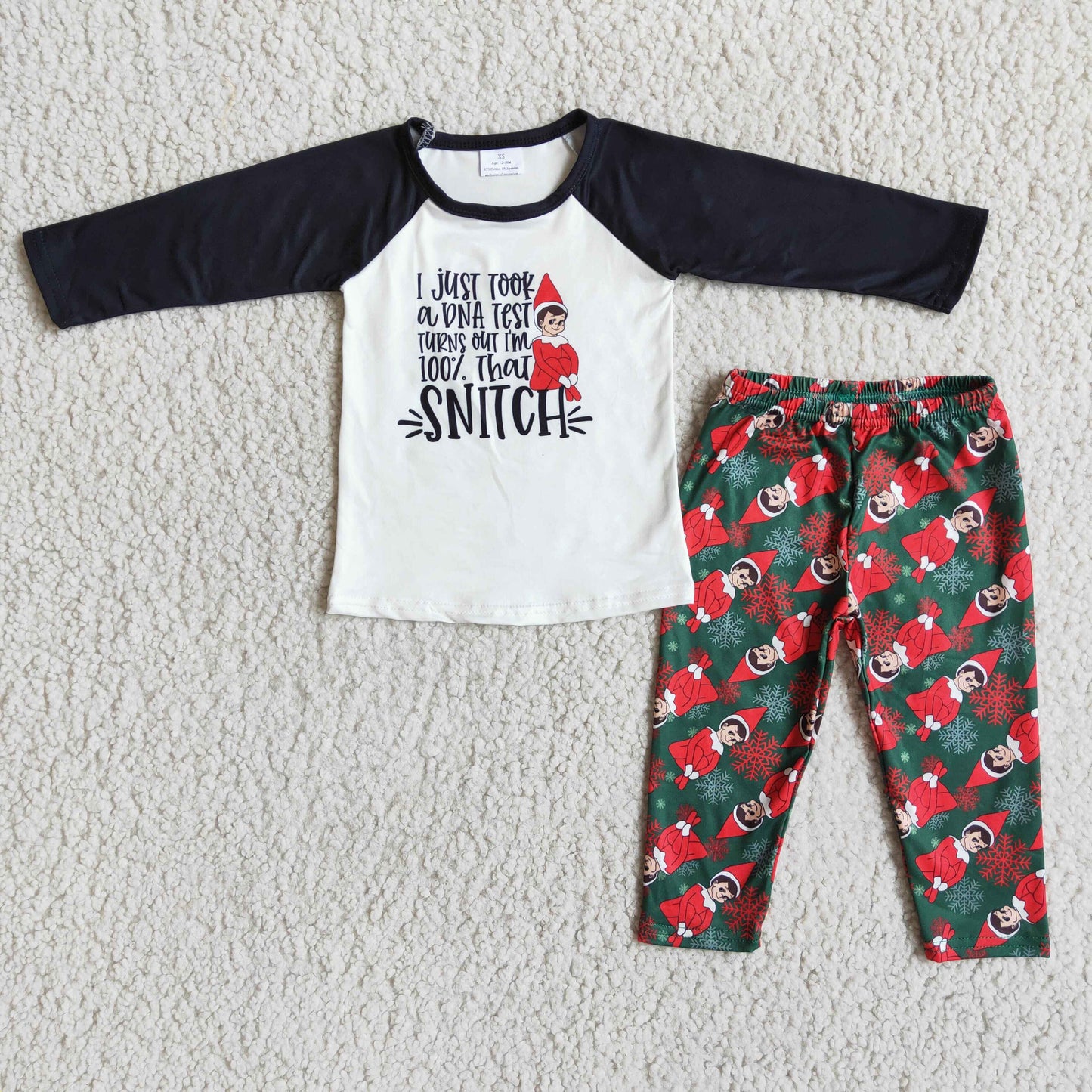 Black raglan naughty and nice leggings boy Christmas outfits