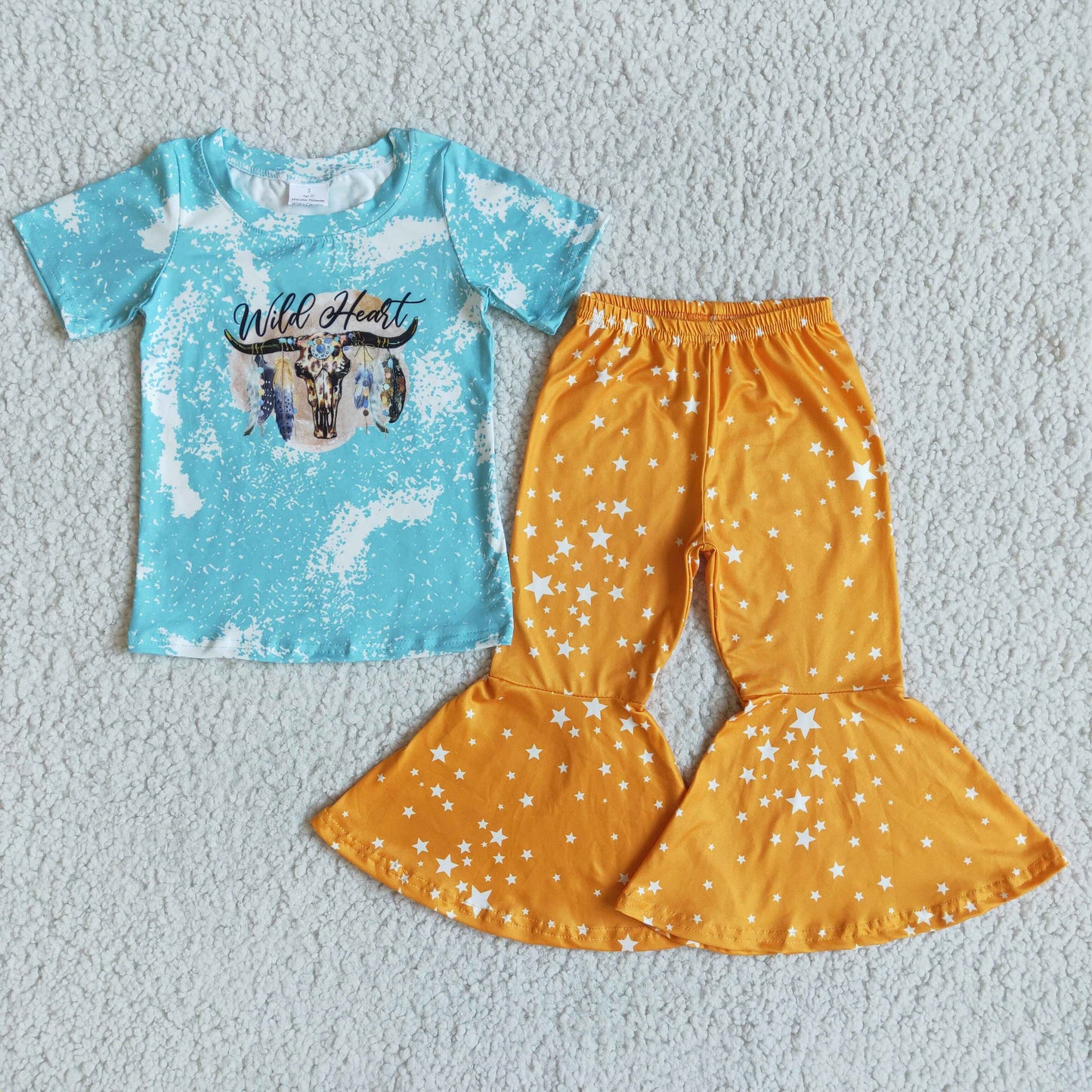 Wild Heart Girl Cow Head Star Pants Outfit