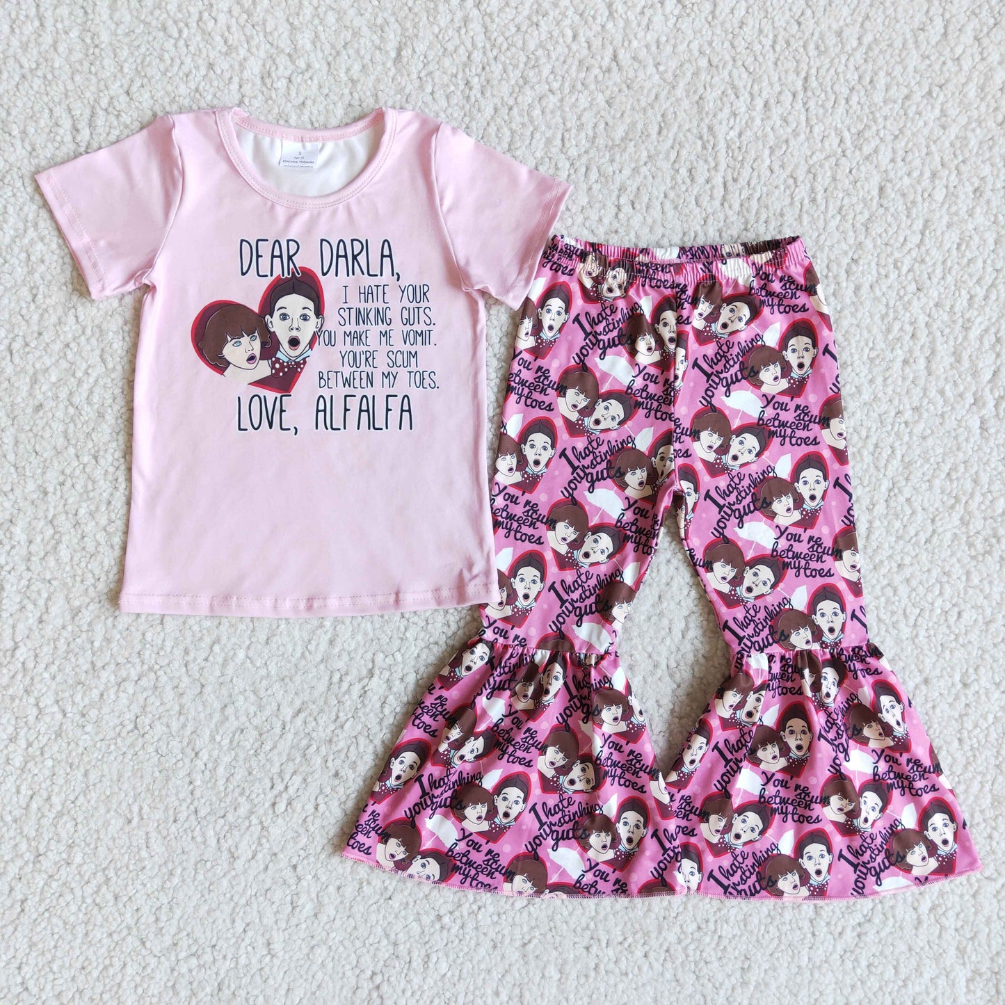 Dear Darla pink shirt bell bottom pants baby girls clothing