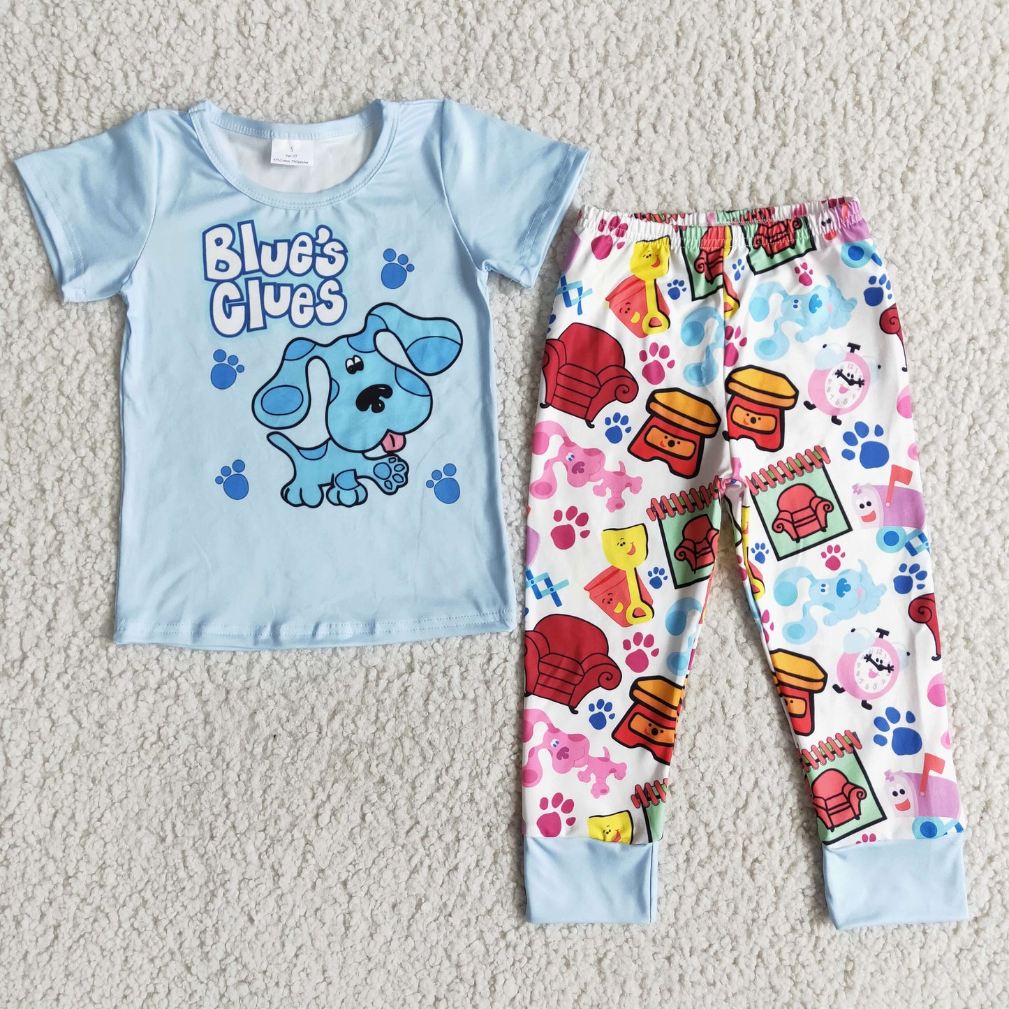 Blue dog short sleeve shirt pants boy cute outfits