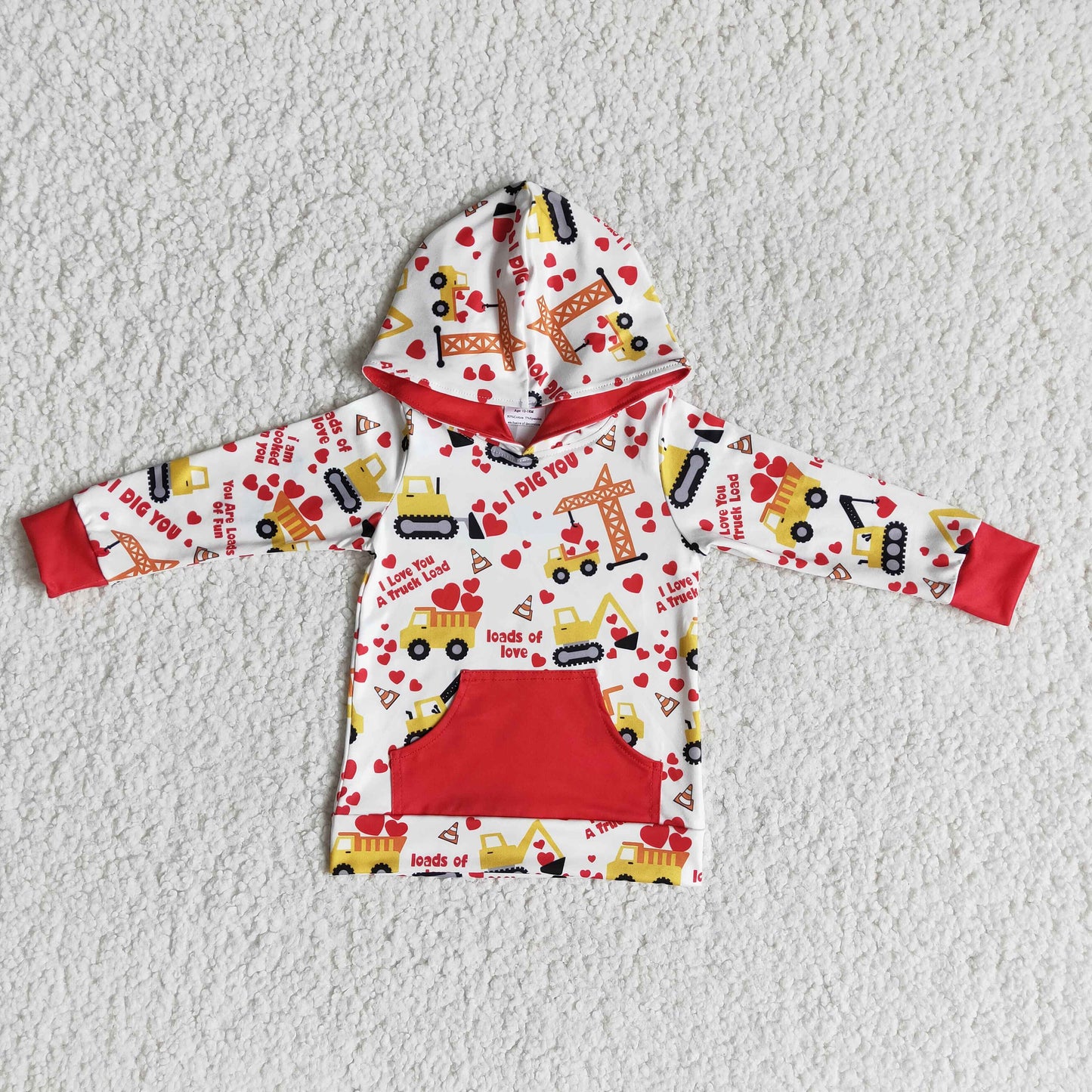 I dig you loads of love kids boutique valentine's day hoodie