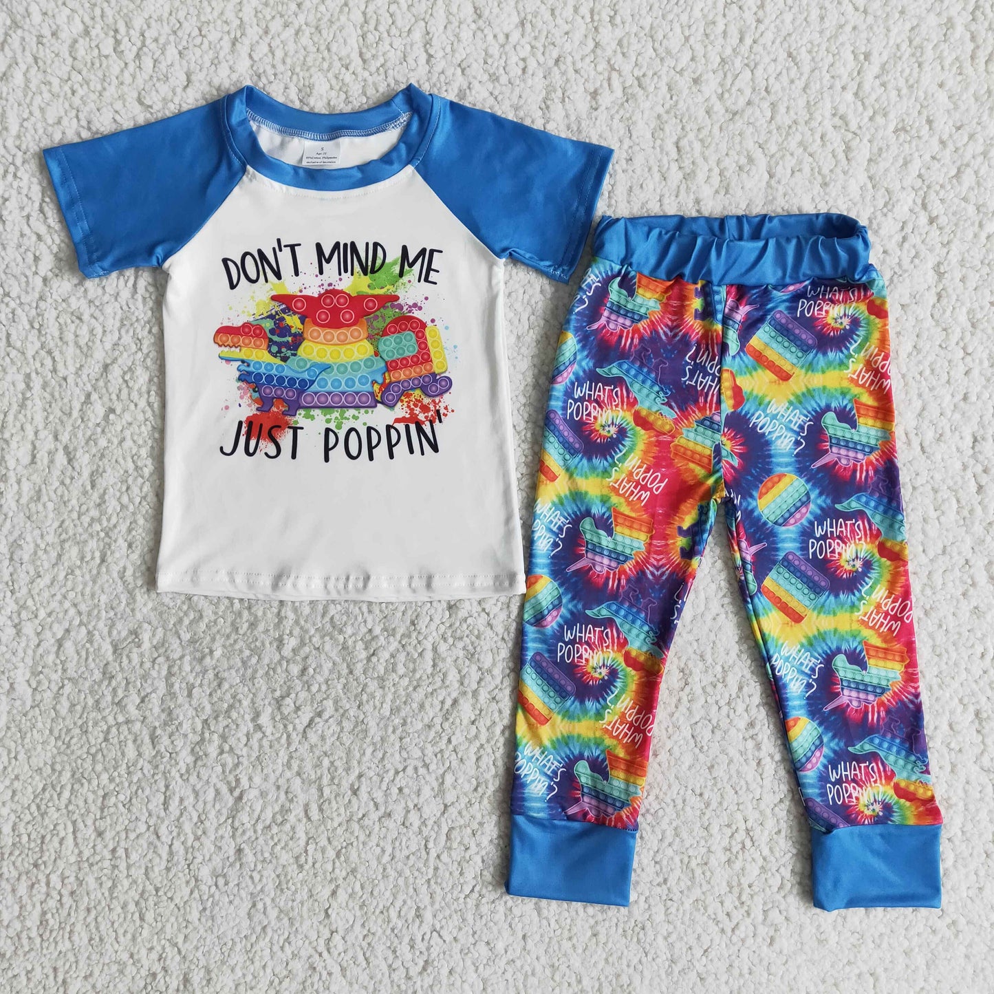 Don't mind me just poppin' bubble tie dye pants kids boy clothing set