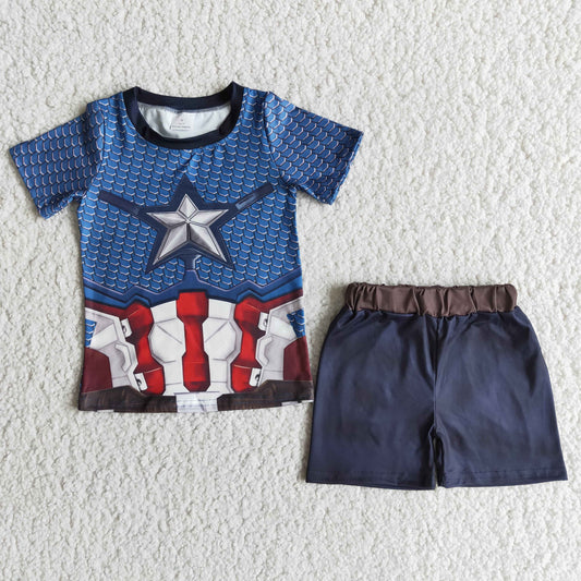 Short sleeve shirt solid shorts boy summer clothes