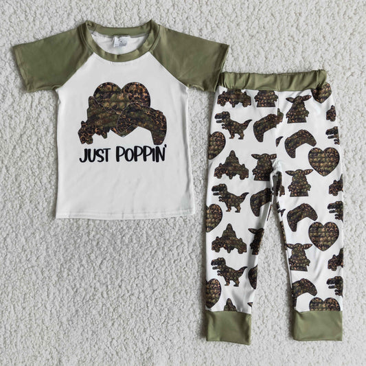 Just poppin' camo dinosaur bubbles kids boy clothing set