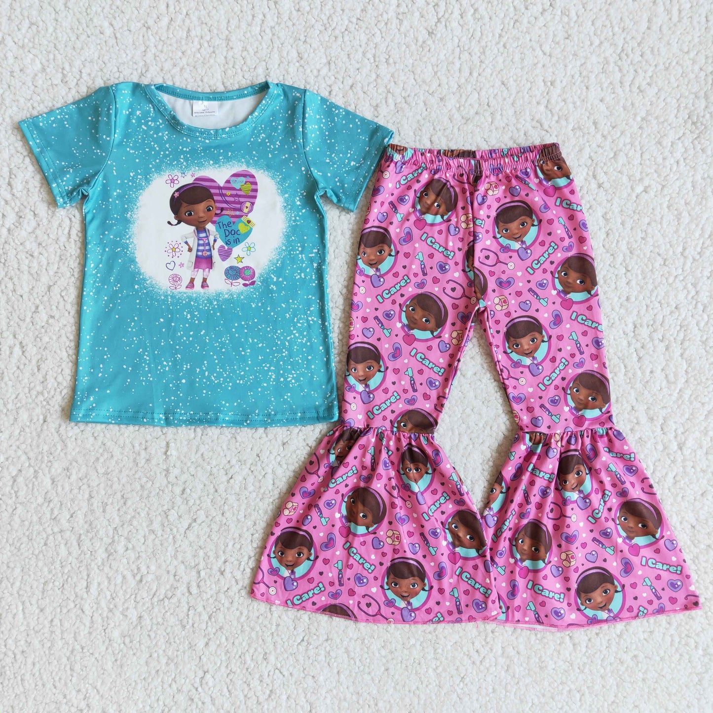 I care bell bottom pants girls clothing set