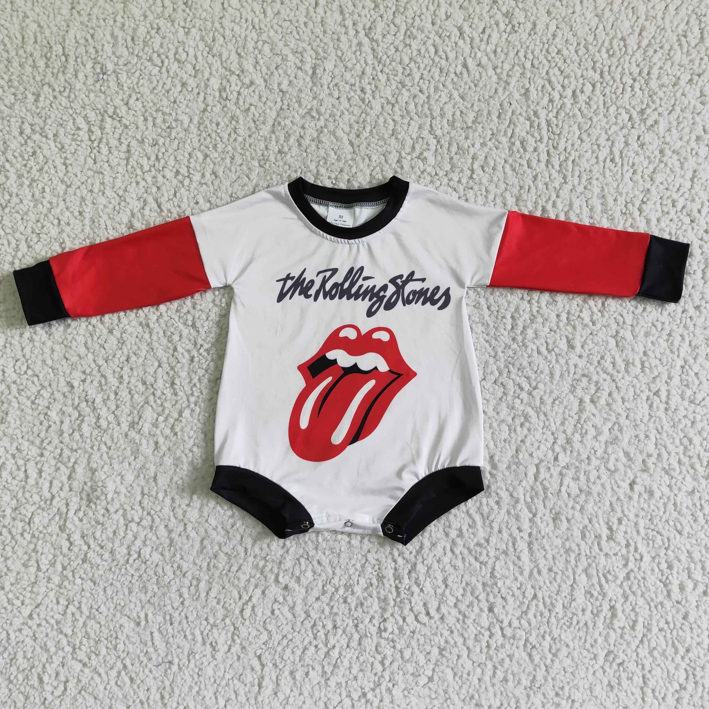 Red long sleeve tongue baby girls singer romper