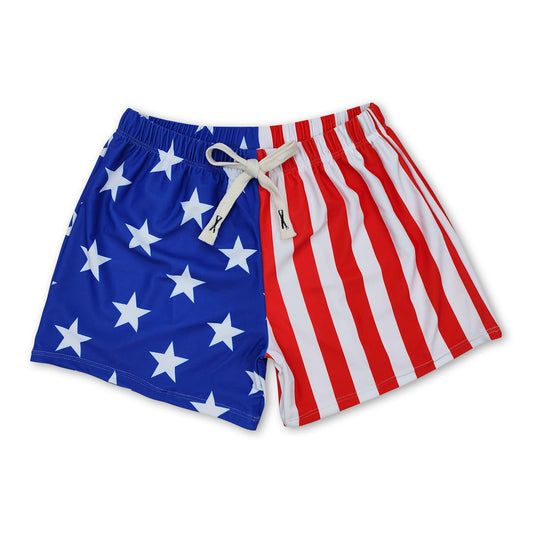 Stars stripe lining kids boy 4th of july swim trunks