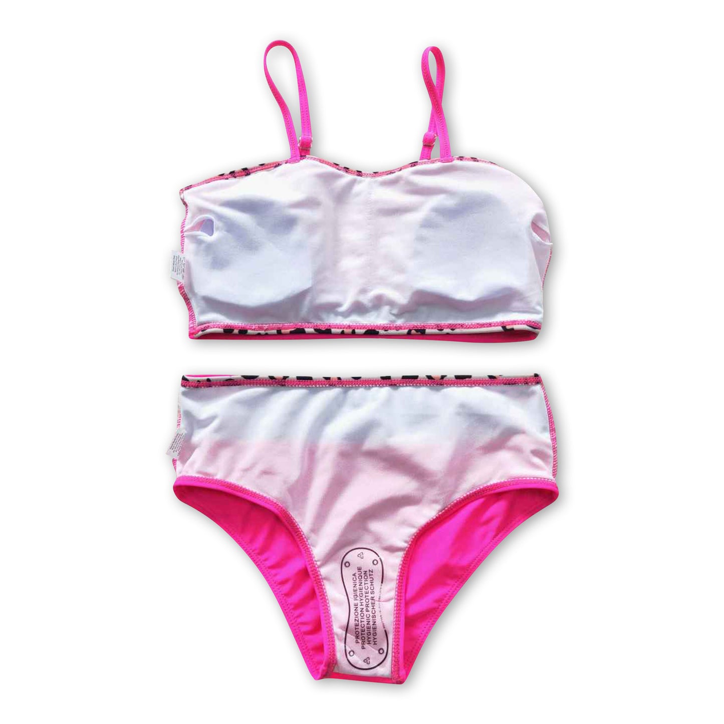 Hot pink leopard 2 pcs lining girls swimsuit