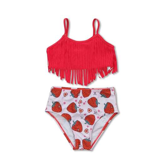 Tassels strawberry baby girls summer lining swimsuit