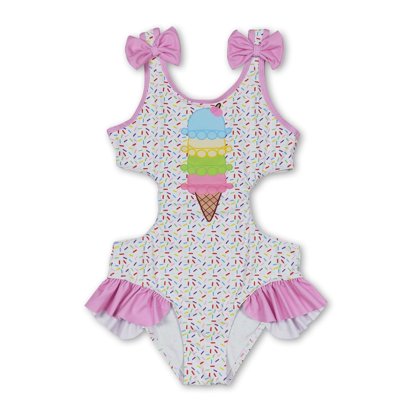 Pink sprinkle ice cream baby girls summer swimsuit