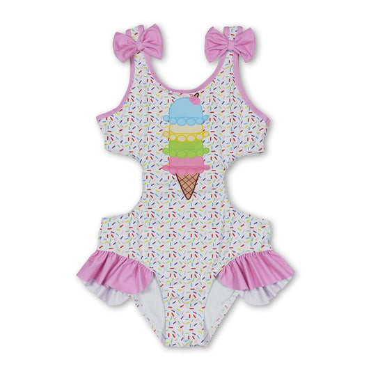 Pink sprinkle ice cream baby girls summer swimsuit