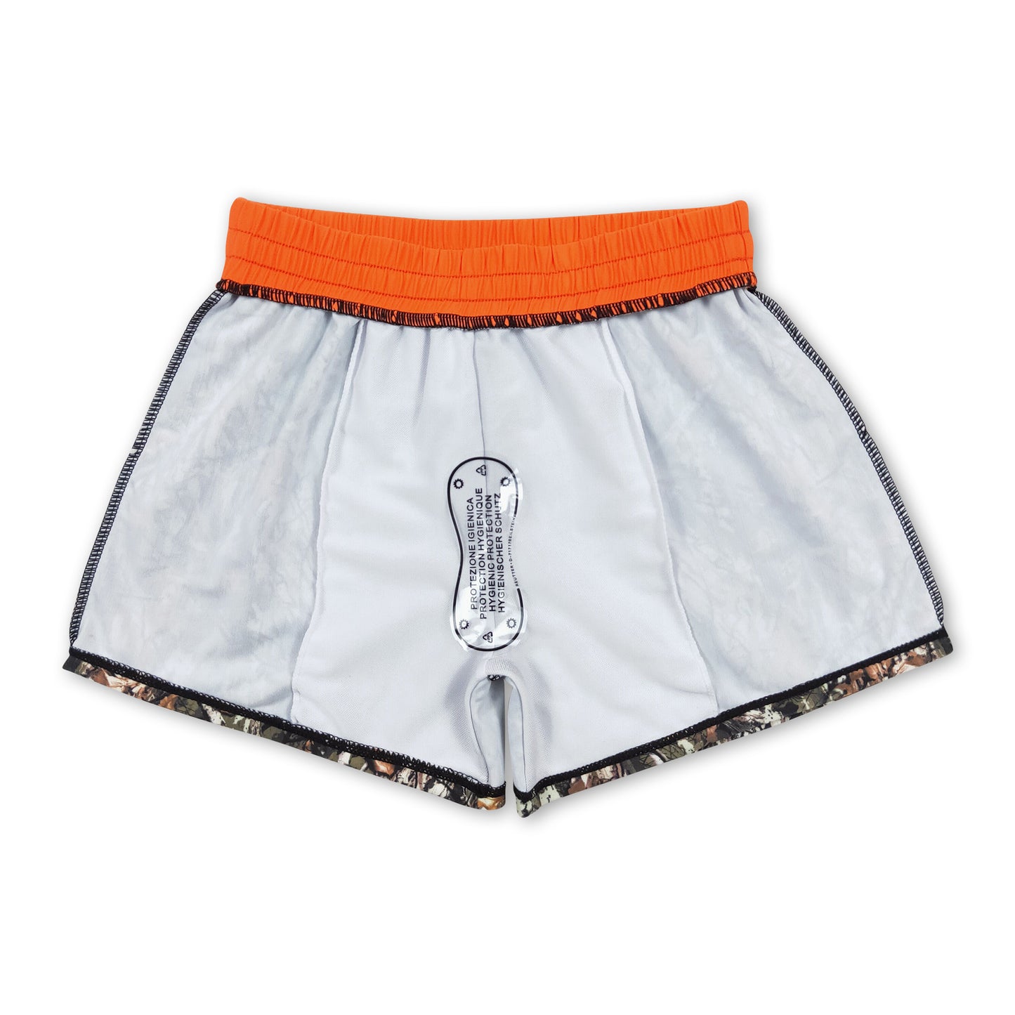 Orange camo kids boy summer swim trunks