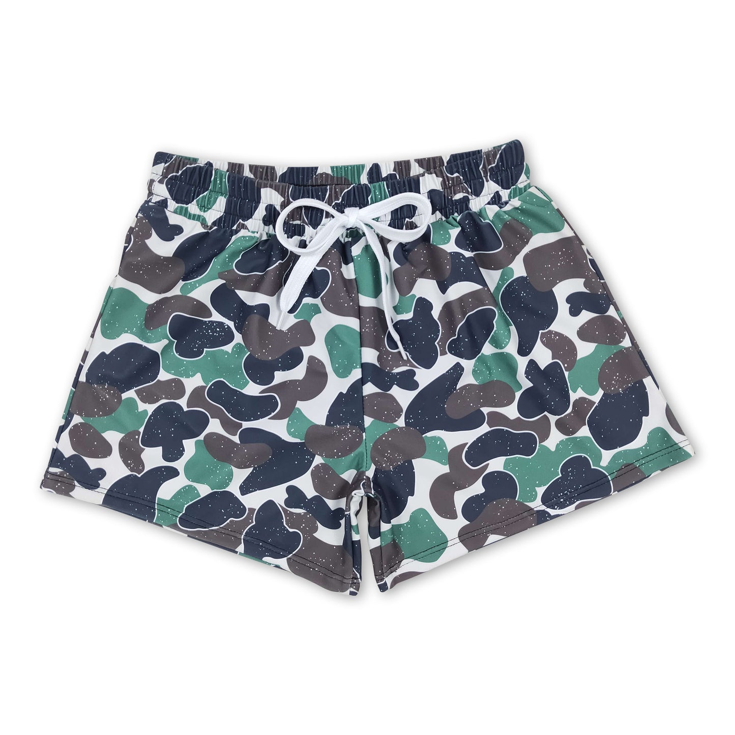 Green camo kids boy summer swim trunks