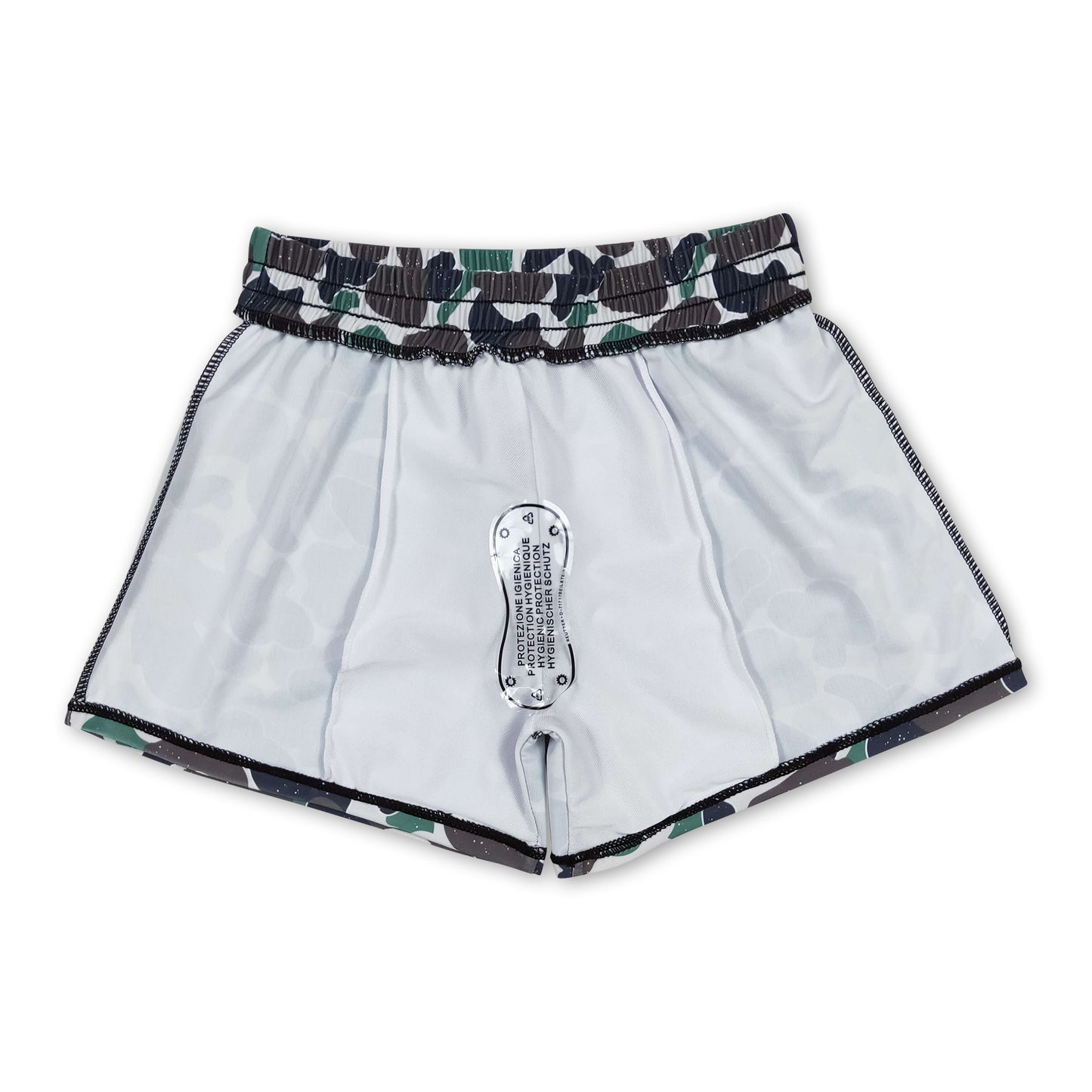 Green camo kids boy summer swim trunks