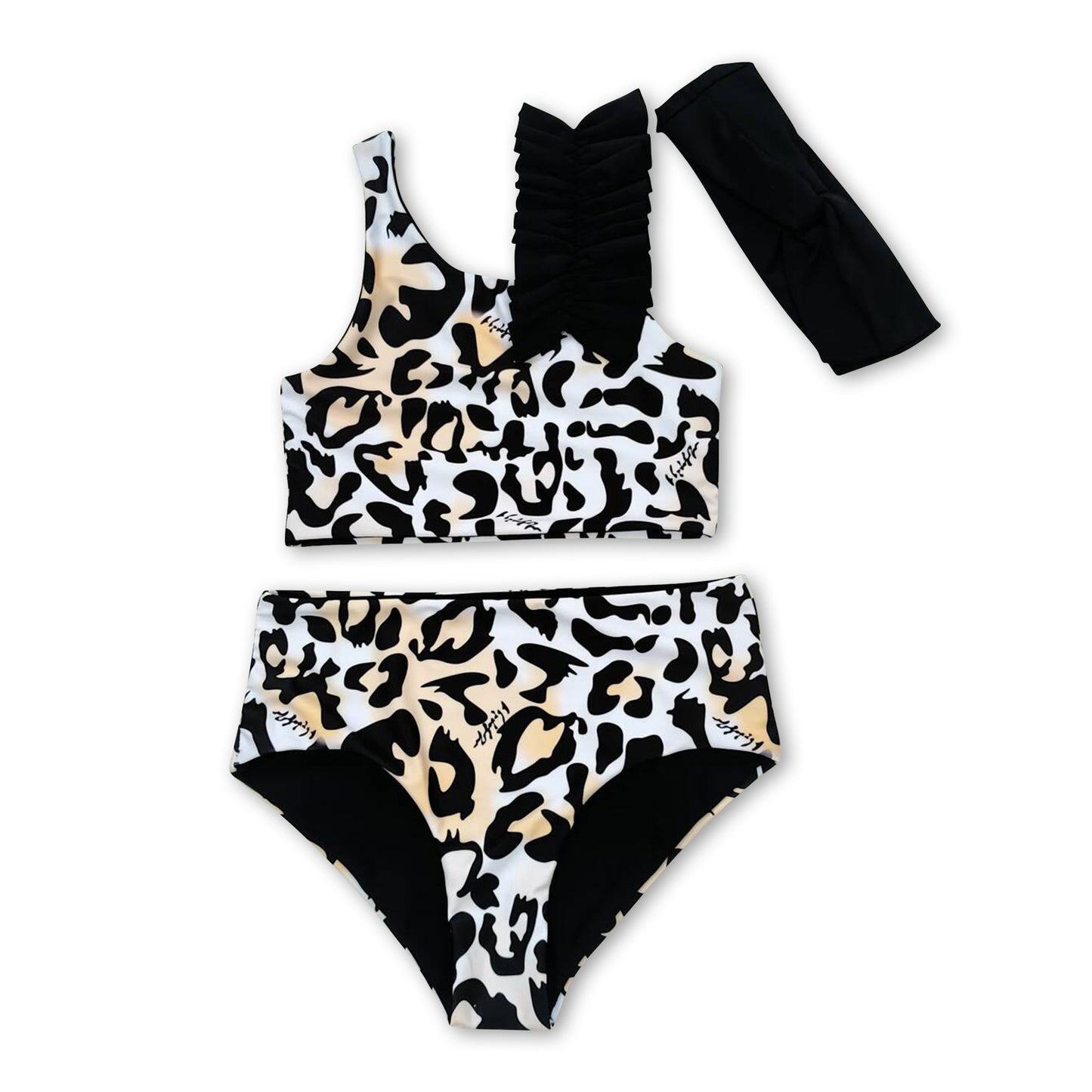 Sleeveless leopard baby girls summer 2 pcs swimsuit