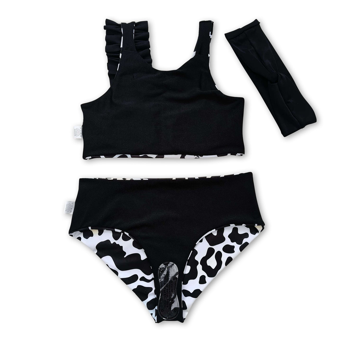 Sleeveless white black leopard baby girls summer swimsuit