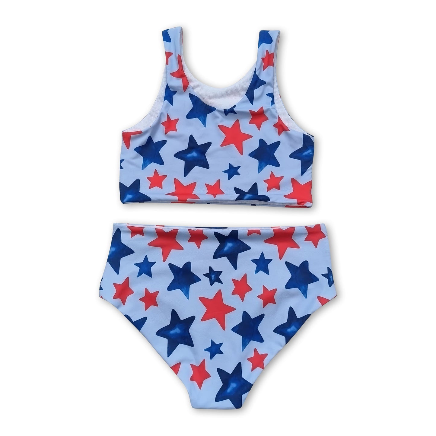 Sleeveless stars girls 4th of july swimsuit set