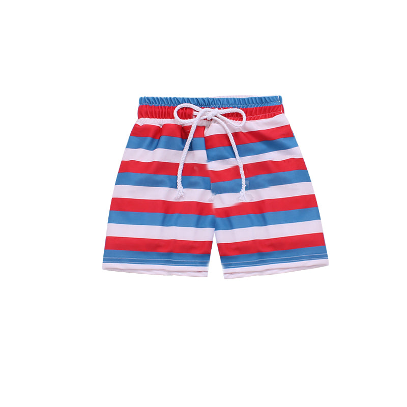 Red blue stripe kids boy 4th of july swim trunks – Western kids clothes