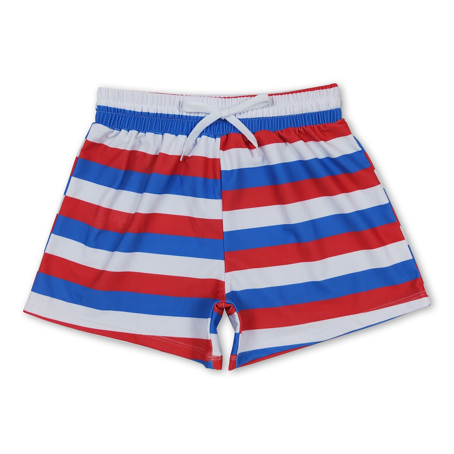 Red blue stripe kids boy 4th of july swim trunks